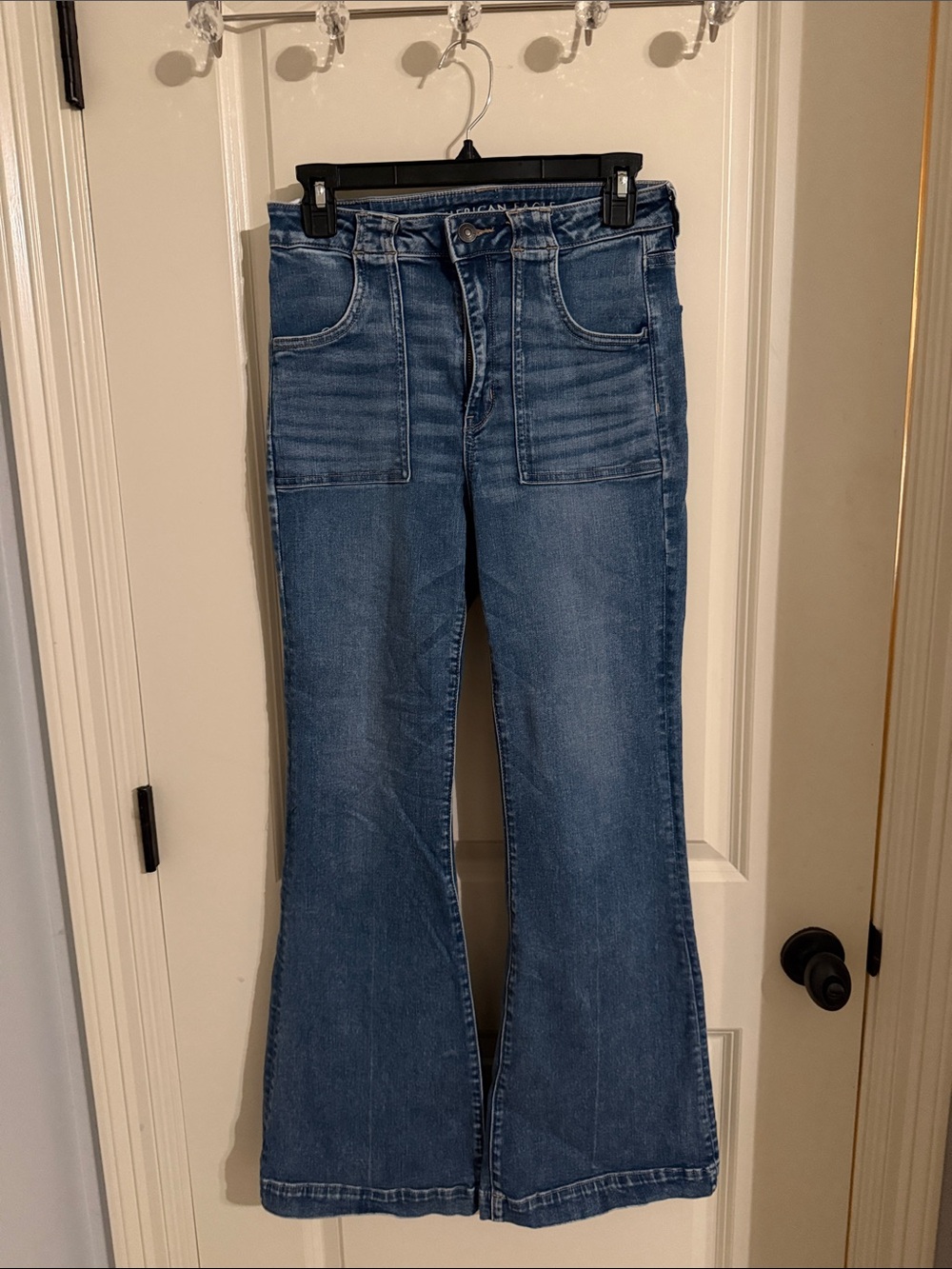 American Eagle Outfitters Blue High-Rise Wide Leg Flare Jeans